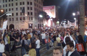 Thousands of people at Highland & Hollywood